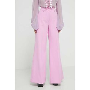 Blugirl Blumarine pantaloni femei, culoarea roz, lat, high waist imagine