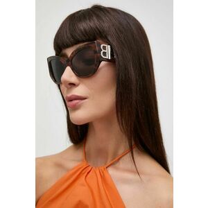 Balenciaga ochelari de soare femei, culoarea maro, BB0322S imagine