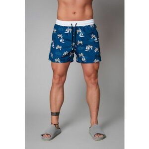 Pantaloni scurti de baie cu imprimeu tropical si snur imagine