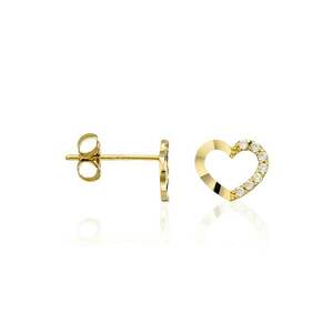 Cercei din aur de 9K in forma de inima si decorati cu zirconia imagine