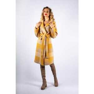 Palton din amestec de lana cu model in carouri imagine