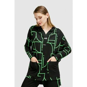 Bluza cu model geometric si buzunare aplicate imagine