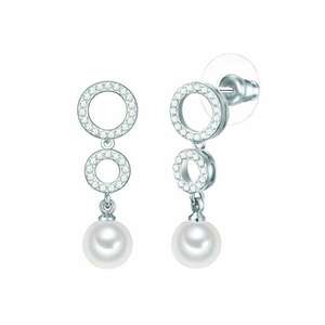 Cercei drop cu tija decorati cu perle si cristale imagine
