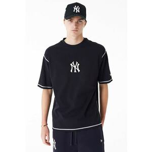 Tricou cu decolteu la baza gatului si imprimeu New York Yankees imagine