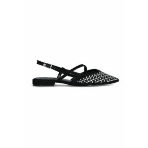 Sandale slingback negru cu argintiu imagine