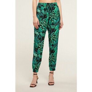 Pantaloni cu imprimeu tropical si buzunare laterale imagine
