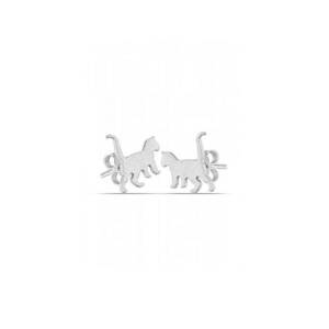 Cercei cu tija - din argint veritabil - in forma de pisici imagine