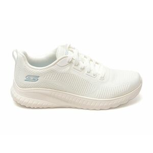 Pantofi sport SKECHERS albi, BOBS SQUAD CHAOS, din material textil imagine