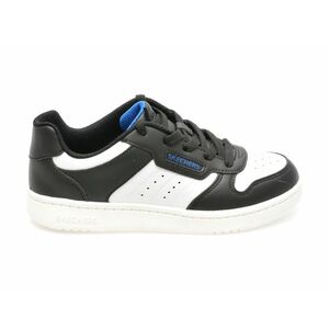 Pantofi sport SKECHERS alb-negru, QUICK STREET, din piele ecologica imagine