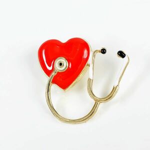 Brosa martisor inima cu stetoscop imagine