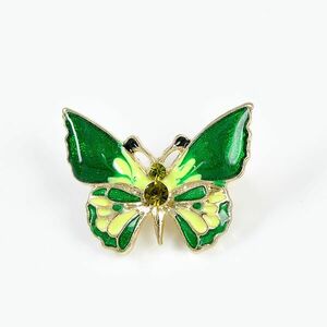 Brosa martisor fluture verde cu contur auriu imagine
