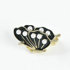 Brosa martisor fluture negru cu perle imagine