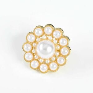 Brosa rotunda cu perle albe imagine