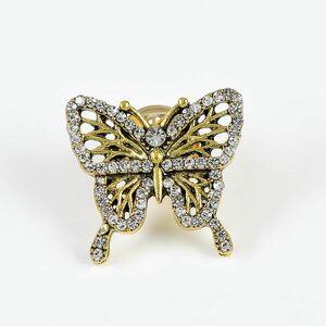 Brosa martisor fluture auriu cu pietre stralucitoare imagine