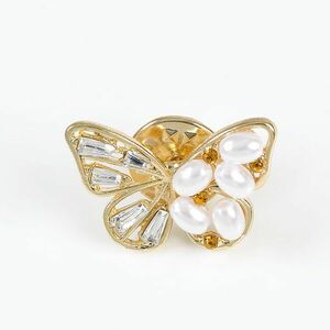 Brosa martisor fluture cu perle albe imagine