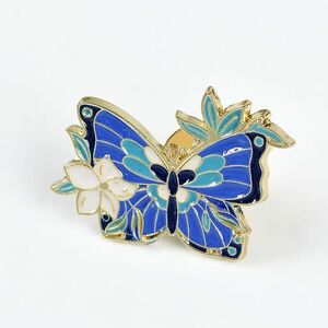 Brosa martisor fluture albastru cu floare imagine