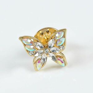 Brosa martisor fluture auriu cu pietre acrilice imagine