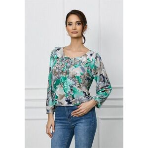 Bluza Daria gri cu imprimeuri florale verzi imagine