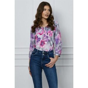 Bluza Daria gri cu imprimeuri florale lila imagine