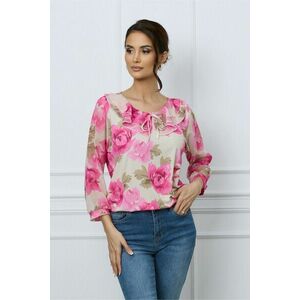 Bluza Daria ivory cu imprimeuri florale roz imagine