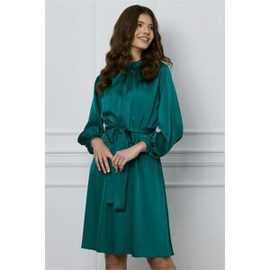Rochie Dy Fashion verde smarald cu elastic si cordon in talie imagine