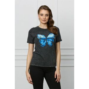 Tricou gri antracit cu fluture albastru imagine