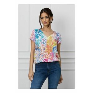 Bluza Iuliana alba cu imprimeuri colorate imagine