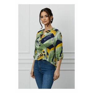 Bluza casual pentru femei, cu imprimeu, maneca trei sferturi si nasturi imagine