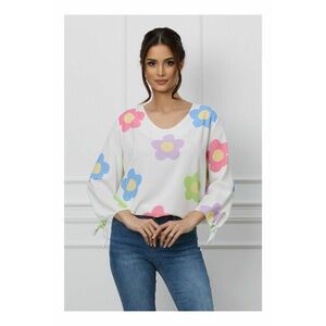 Bluza Dima alba cu imprimeuri florale pastelate imagine