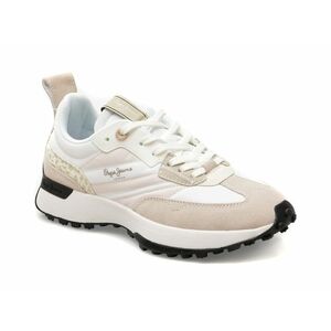 Pantofi sport PEPE JEANS albi, LUCKY PRINT, din material textil imagine