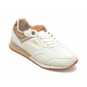 Pantofi sport PEPE JEANS albi, LONDON STREET, din piele ecologica imagine