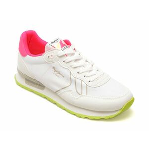 Pantofi sport PEPE JEANS albi, BRIT NEON, din material textil imagine