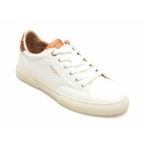 Pantofi casual PEPE JEANS albi, KENTON STREET, din piele ecologica imagine