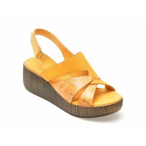 Sandale casual FLAVIA PASSINI galbene, SD17, din piele naturala imagine