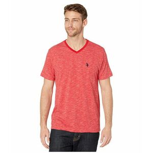 Imbracaminte Barbati US POLO ASSN Space Dyed V-Neck T-Shirt Engine Red imagine
