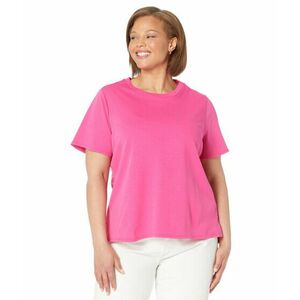 Imbracaminte Femei Vince Camuto Plus Size Short Sleeve Crew Neck Solid Polished Knit Top Hot Pink imagine