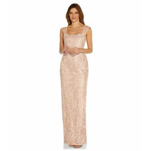 Imbracaminte Femei Adrianna Papell Ribbon Embroidered Long Column Gown Blush imagine