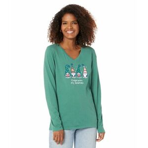 Imbracaminte Femei Life is Good Chillin\' with My Gnomes Long Sleeve Crushertrade Vee Spruce Green imagine