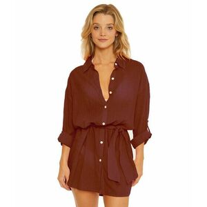 Imbracaminte Femei BECCA by Rebecca Virtue Gauzy Button Front Collared Shirtdress Cover-Up Coconut imagine
