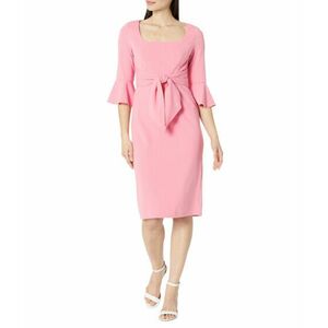 Imbracaminte Femei Adrianna Papell Stretch Crepe Bell Sleeve Dress with Scoop Neck amp Tie Front Faded Rose imagine