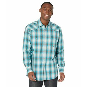 Imbracaminte Barbati Roper Teal Ombre Plaid Western Shirt with Snaps Blue imagine