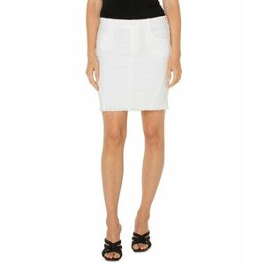 Imbracaminte Femei Liverpool Gia Glider Pull-On Skirt with Fray Hem and Side Gusset Bright White imagine