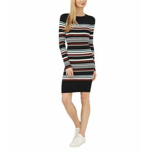 Imbracaminte Femei CeCe Striped Rib Long Sleeve Sweater Dress Rich Black imagine