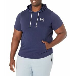 Imbracaminte Barbati Under Armour Rival Terry Left Chest Short Sleeve Hoodie Midnight NavyOnyx White imagine