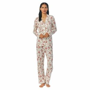 Imbracaminte Femei LAUREN Ralph Lauren Knit Long Sleeve Notch Collar Long PJ Set Ivory Floral imagine