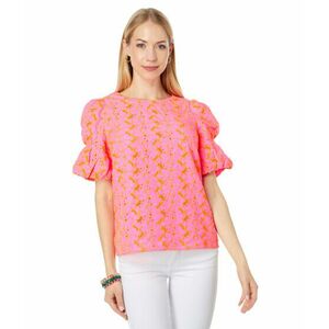 Imbracaminte Femei Lilly Pulitzer Lailah Top Pink Isle Psychedelic Swirl Eyelet imagine