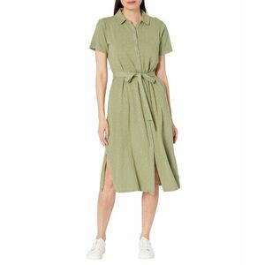 Imbracaminte Femei Mod-o-doc Slub Jersey Short Sleeve Button-Down Dress with Removable Belt Forest Fern imagine