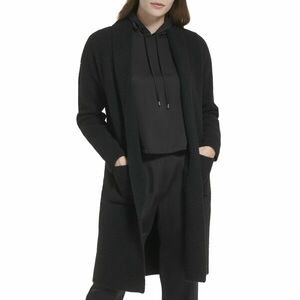 Imbracaminte Femei Calvin Klein Long Shawl Collar with Pockets Black imagine