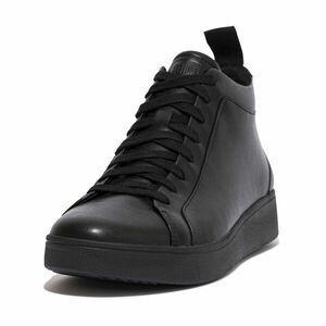 Incaltaminte Femei FitFlop Rally Leather High-Top Sneakers All Black imagine