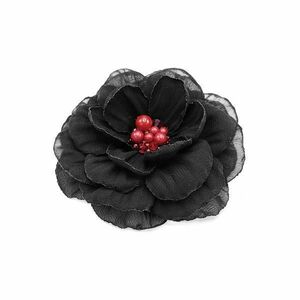 Brosa eleganta floare neagra din voal mijloc rosu 8.5 cm, Corizmi, Ania imagine